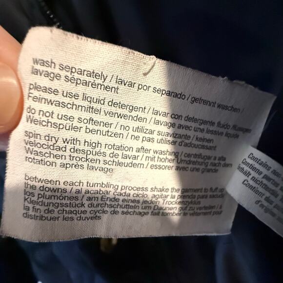 Esprit Quilted Down Puffer Jacket Parka Long Navy Gold Fur Detachable Hood Sz L - Picture 8 of 16